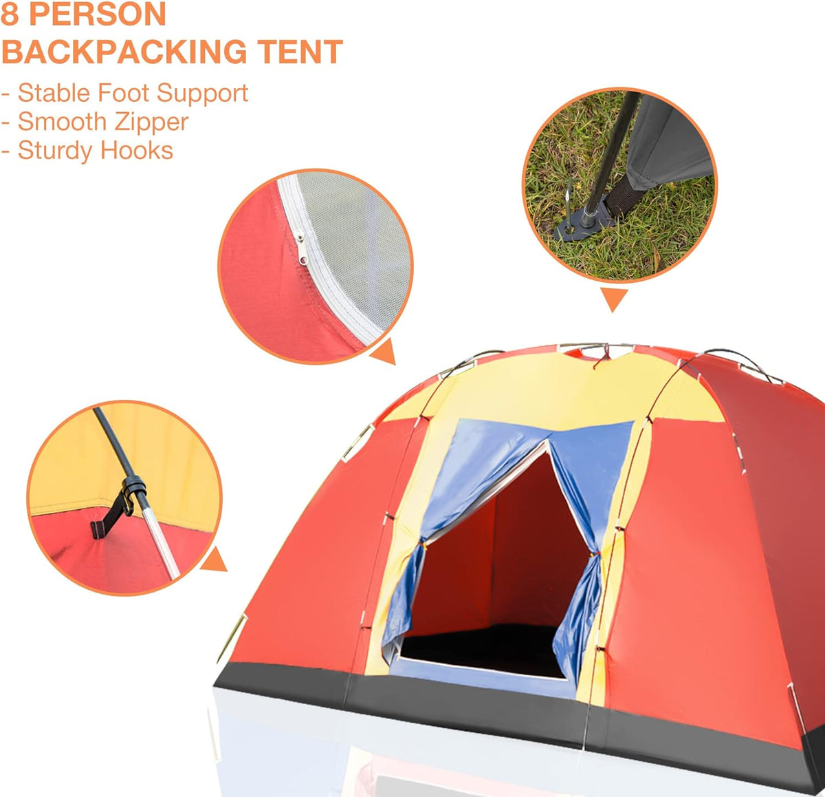8 Person Lightweight Camping Tent with Carry Bag S72979