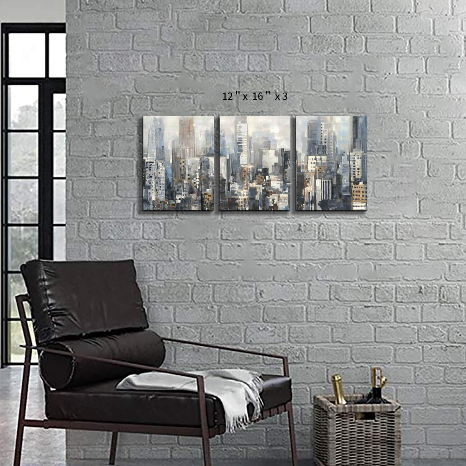 Abstract City Picture Wall Art on Wrapped Canvas, 3 Panels M1116
