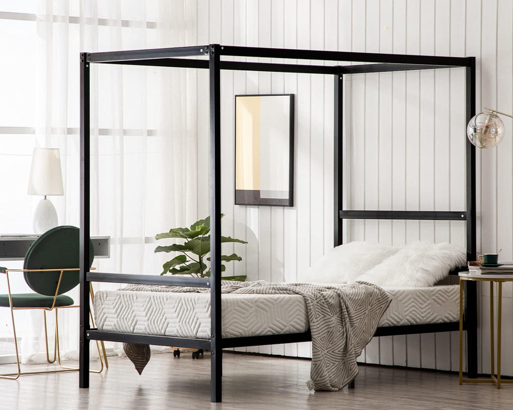 Black Twin Size Canopy Bed Frame T494