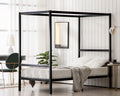 Black Twin Size Canopy Bed Frame T494