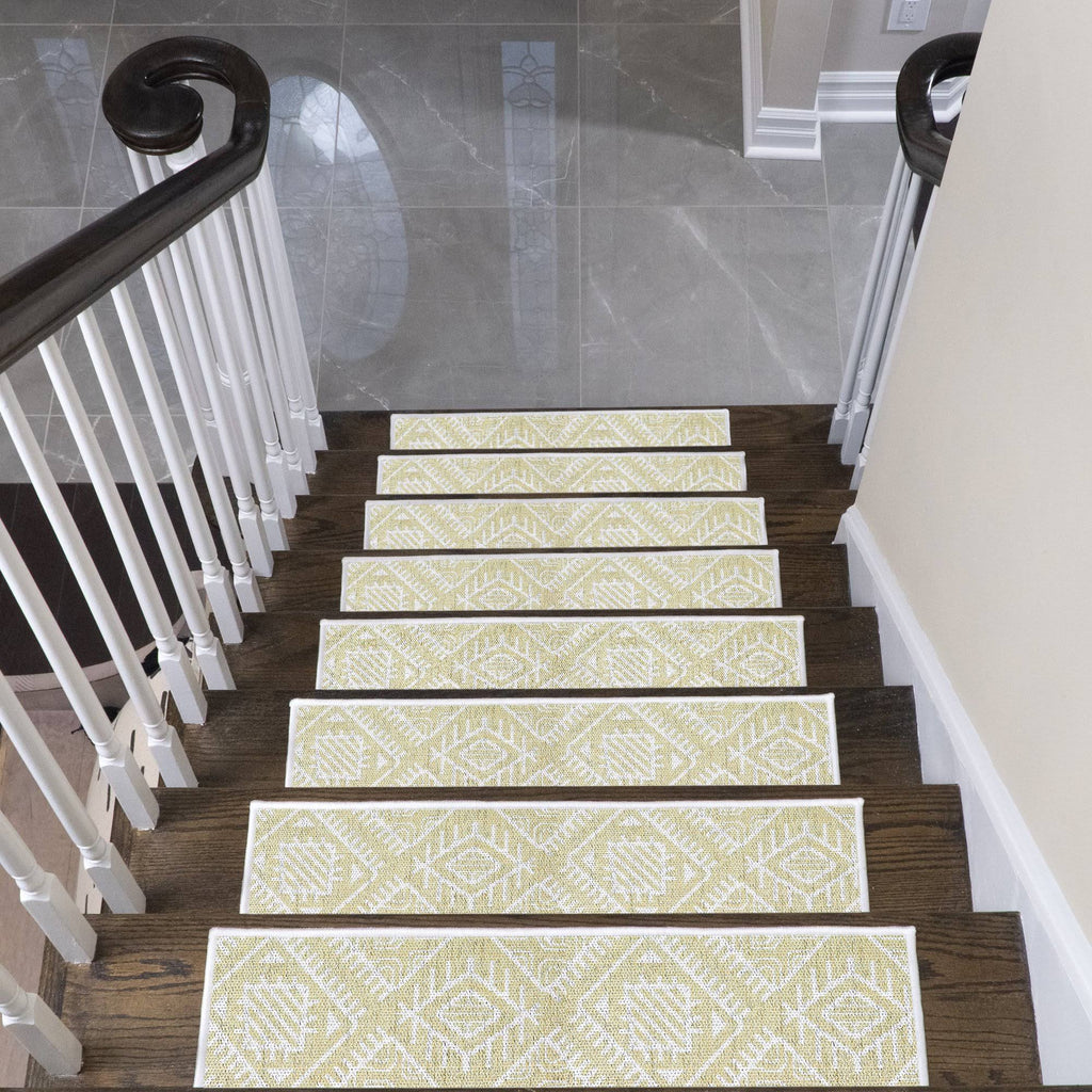 9x22 x 28x22 Cotton Anti-Slip Carpet Stair Treads with Double Adhesive Tape H50494