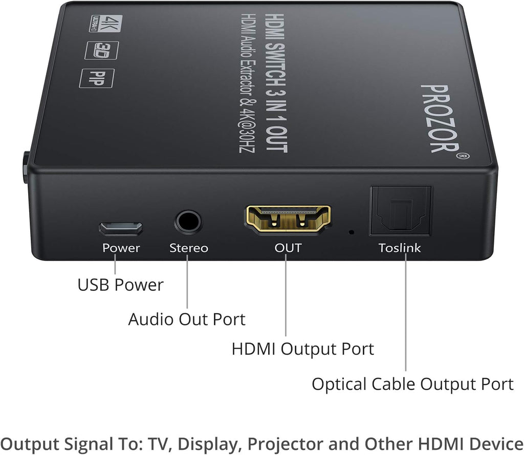 3 Port 4K HDMI Switch with Audio Extractor U378325