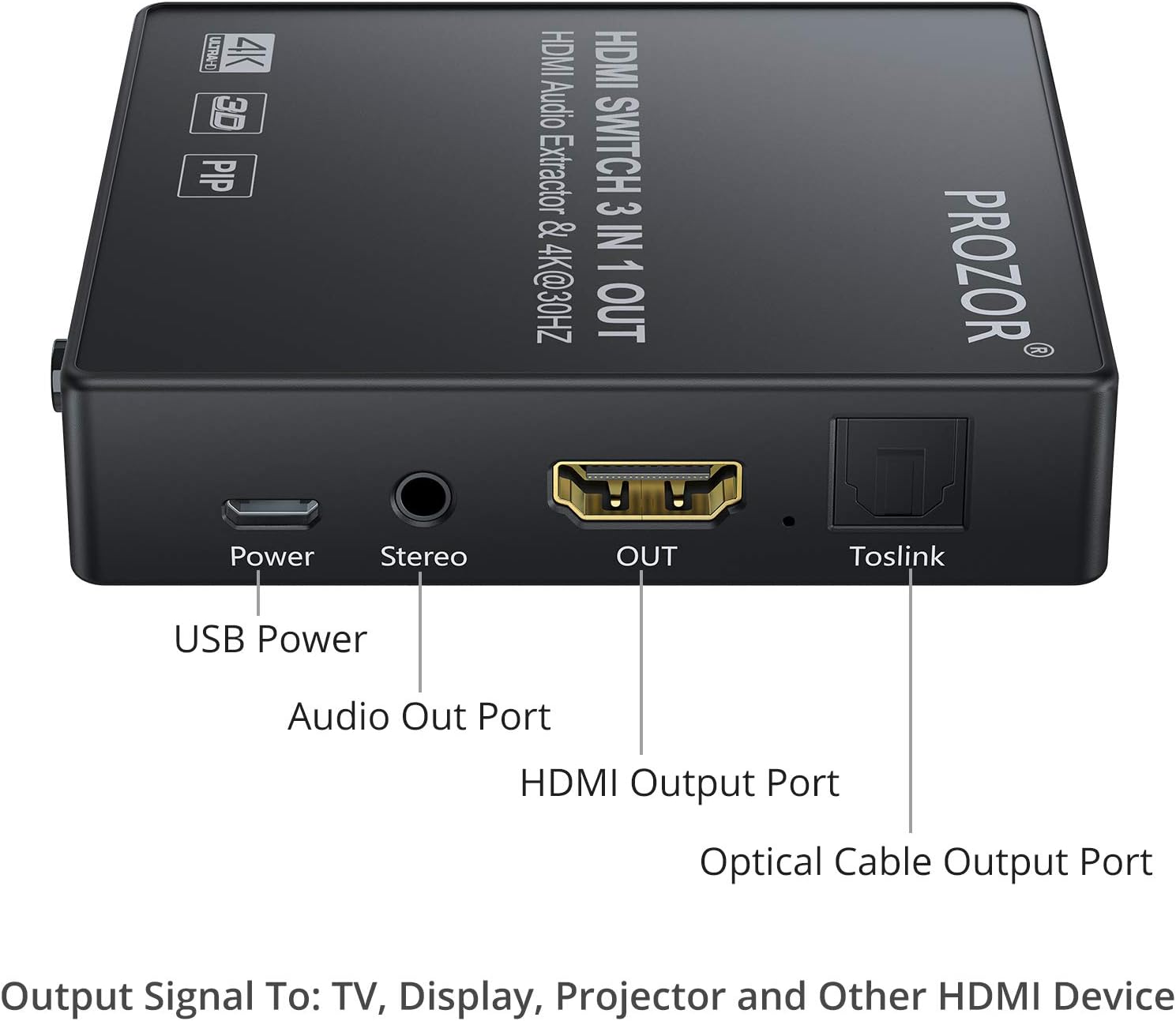 3 Port 4K HDMI Switch with Audio Extractor U378325