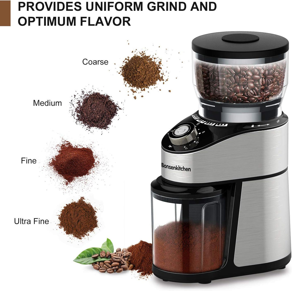 Stainless Steel Electric Conical Burr Coffee Grinder with 12 Grind Settings Y9543