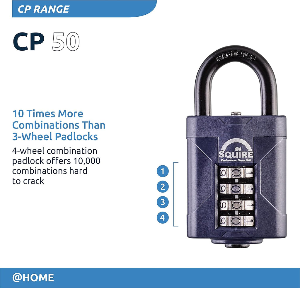 Blue 50 mm Alloy Steel 4 Wheel Combination Padlock, Pack of 2 U598