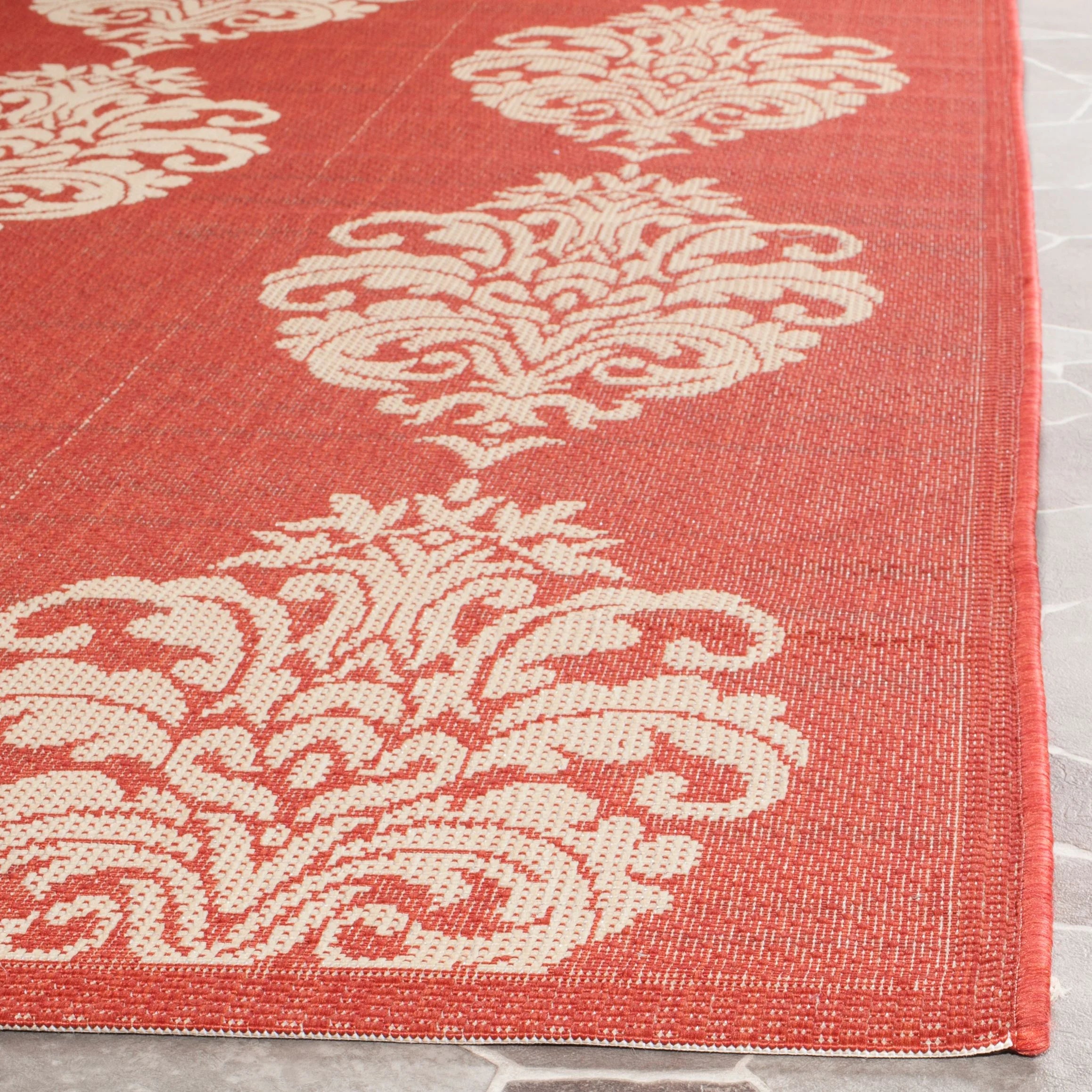 9' x 12' Red/Natural Geometric Medallion Area Rug Q67187