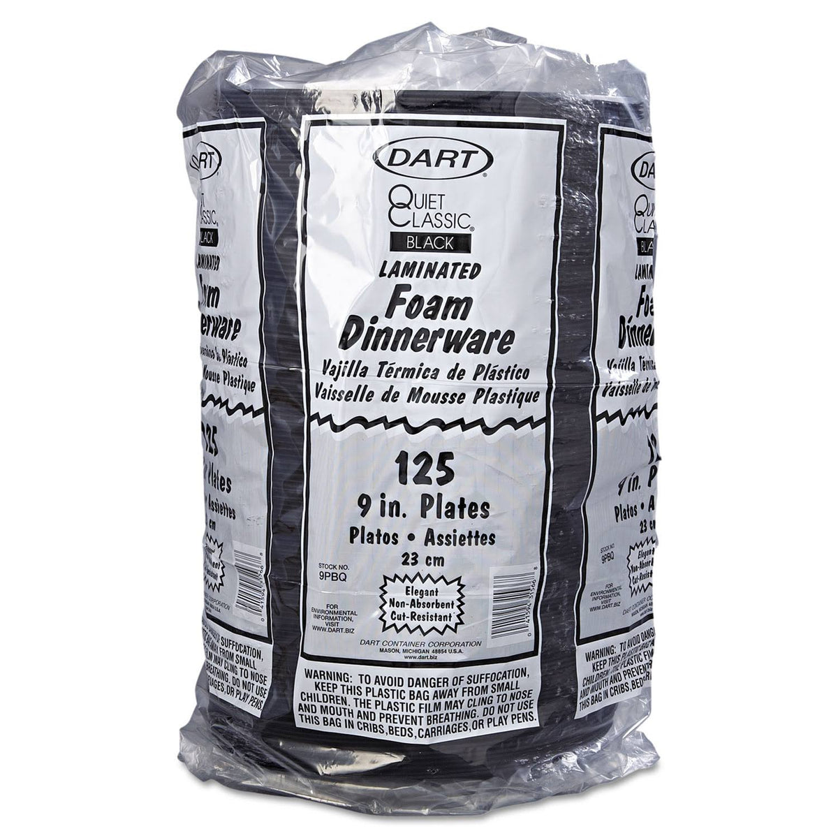 500 Count Black Laminated Foam Plate V992