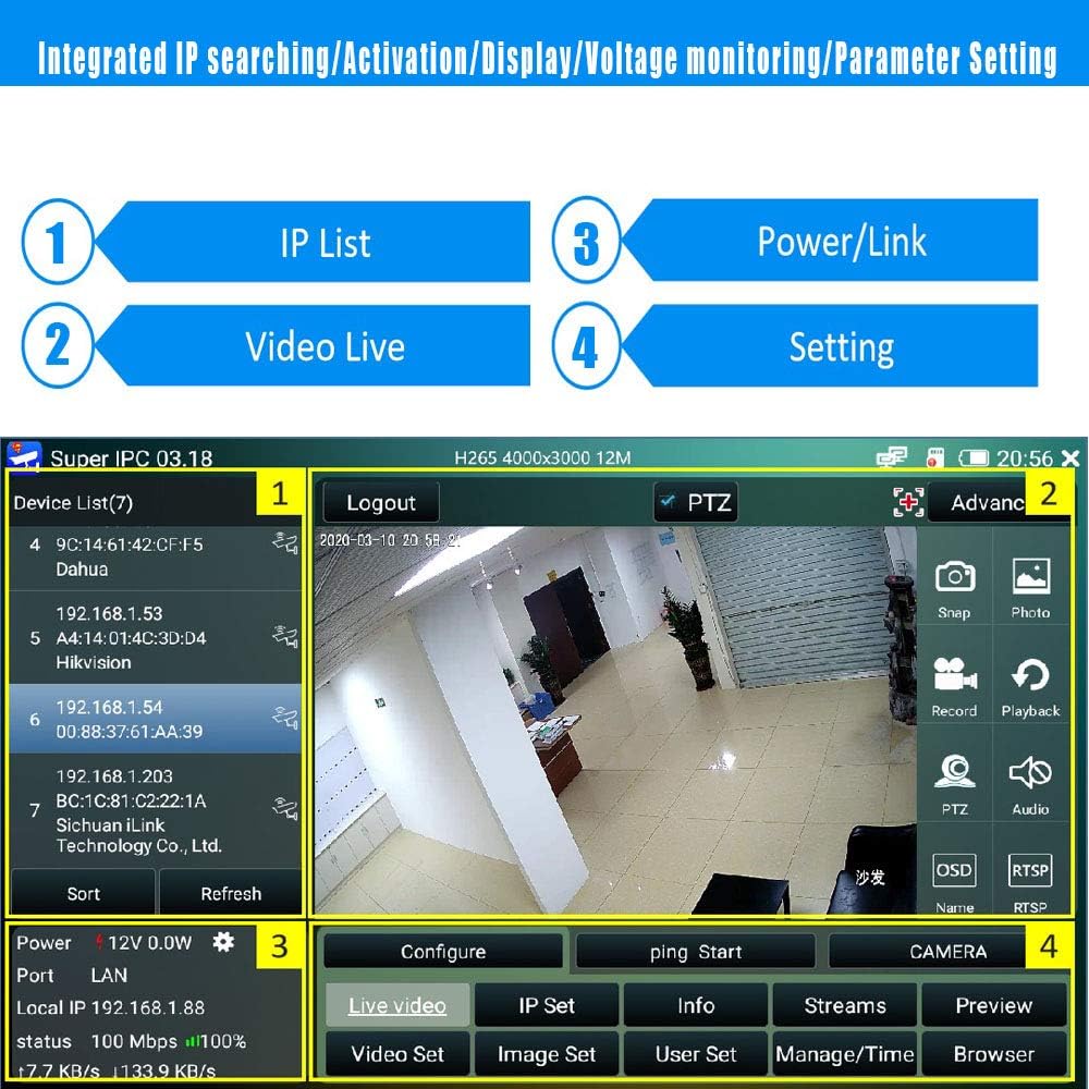 CCTV Camera Tester for IP Camera and CVBS Analog Camera C298899