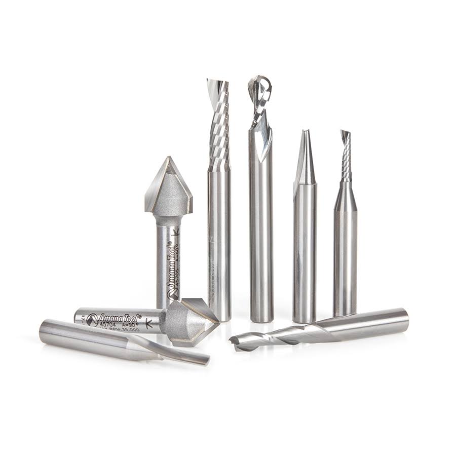8-Pc CNC Router Bit Collection 1/4x22 H149