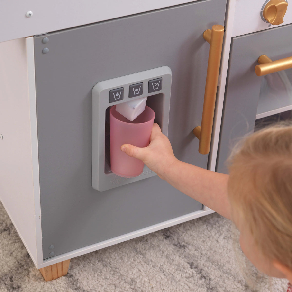 White Wooden Play Kitchen with 20-Piece Pretend Food Accessories C454