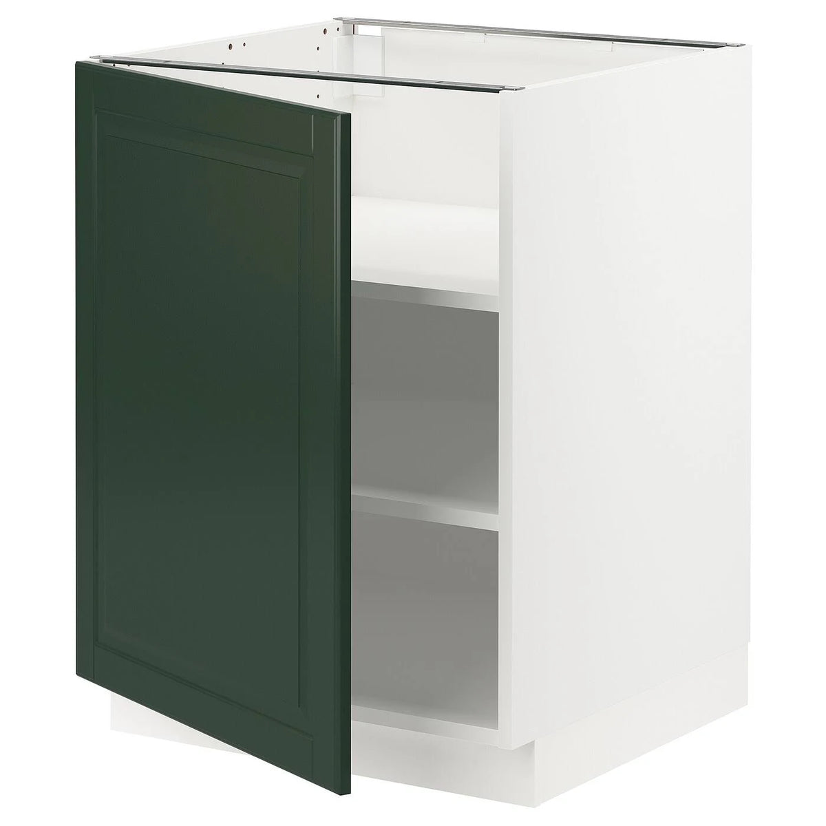 White Bodbyn Dark Green Base Cabinet with Shelves W30532