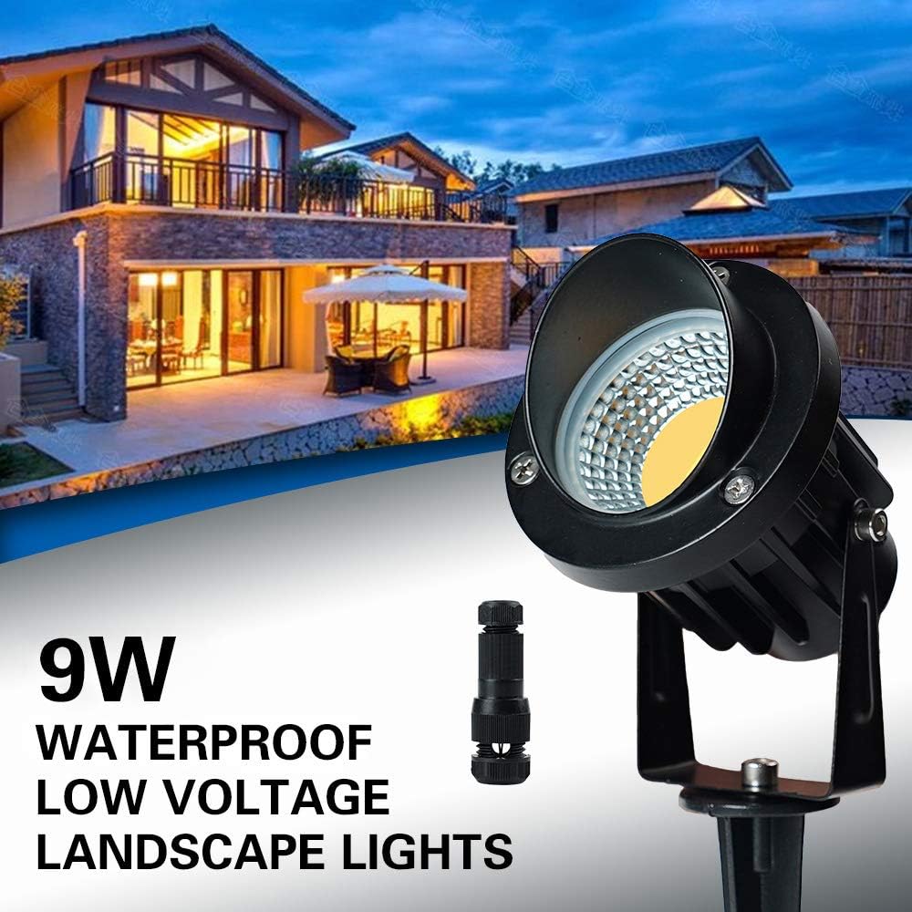 10 Pack 12v 9W LED Landscape Lights, IP65 Waterproof Warm White with Connector U527