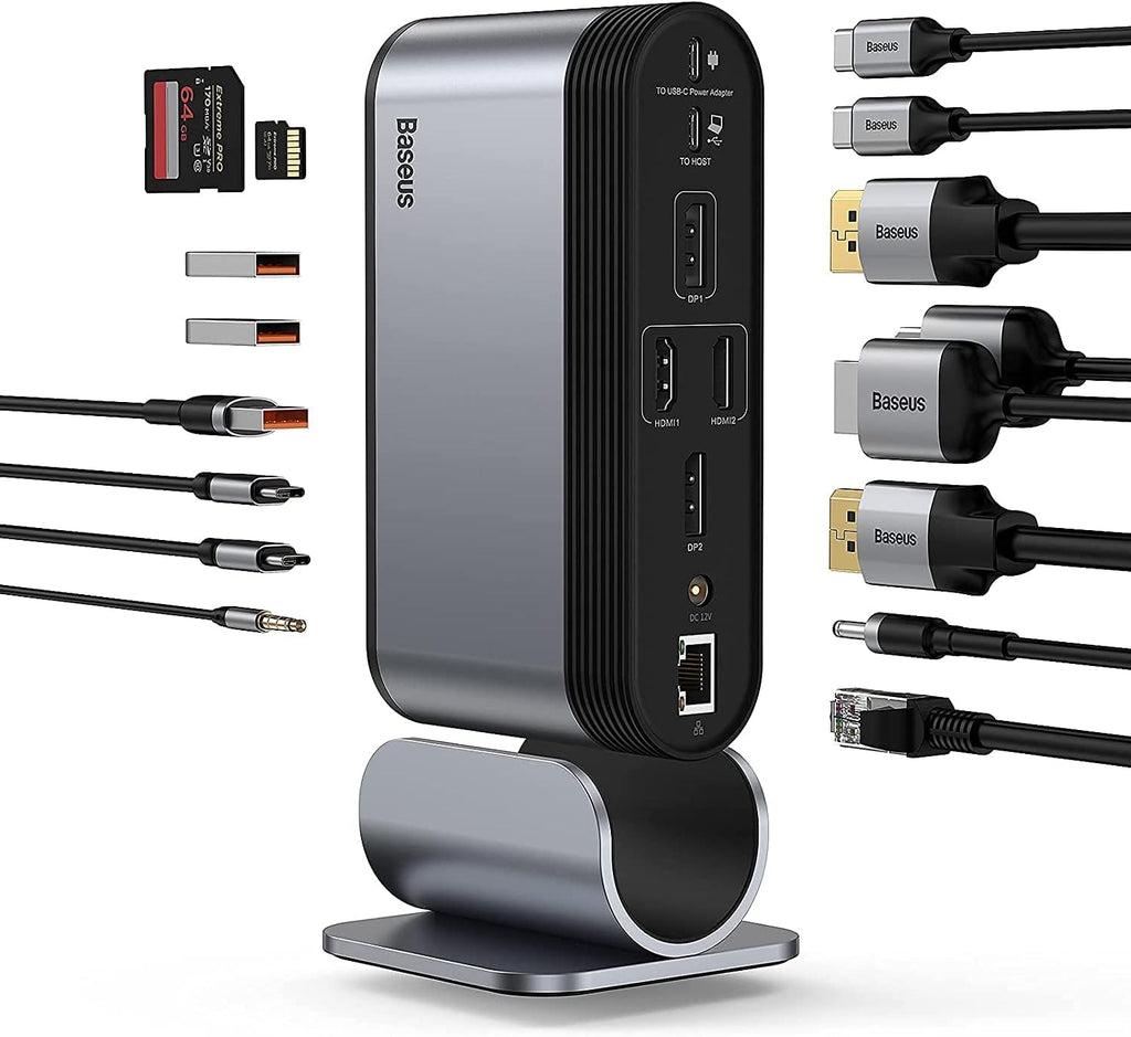 17-in-1 USB C Docking Station with 100W PD USB-C Port, 4K HDMI*3, USB 3.0*5, LAN, SD/TF Cards Reader, Audio Port W726