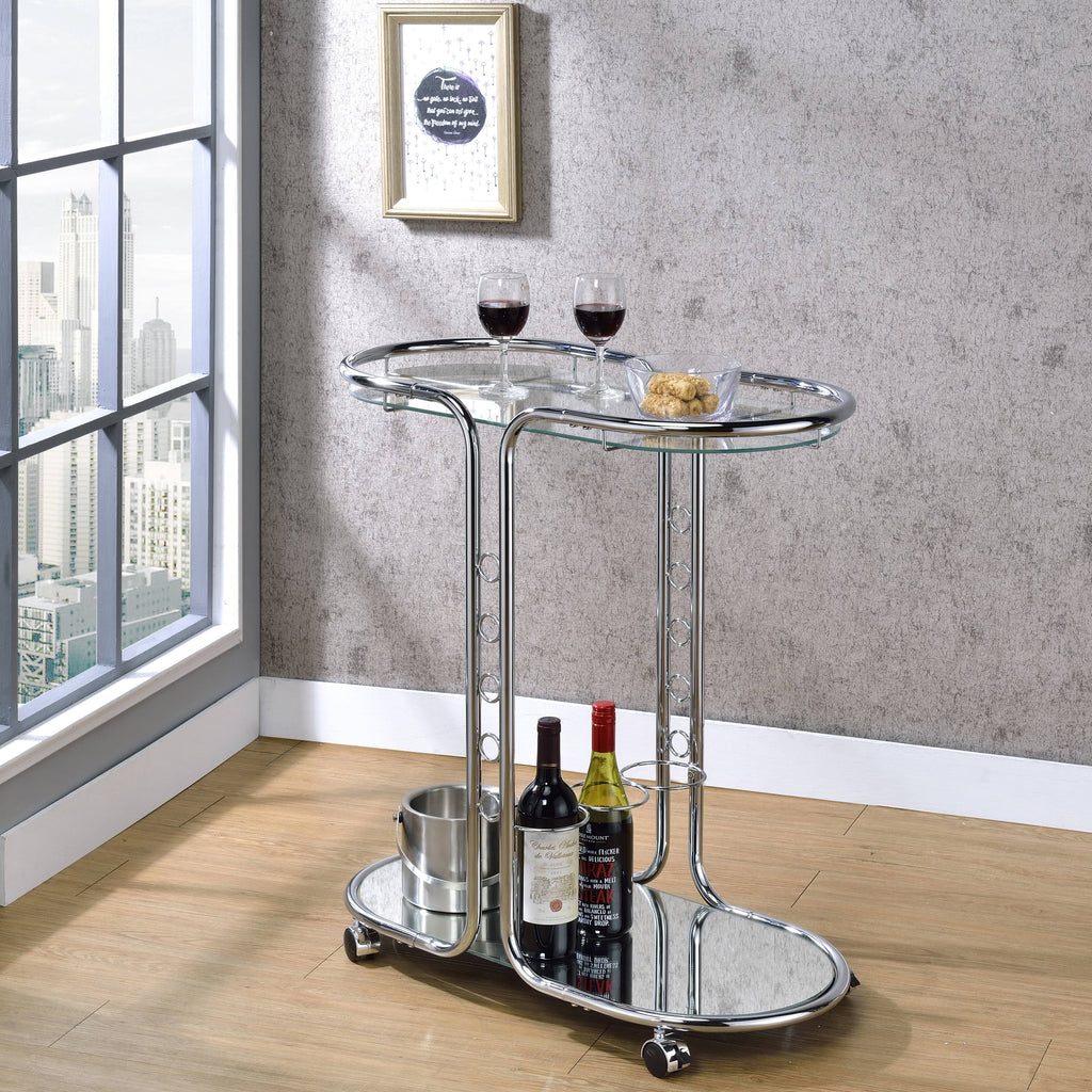 Chrome Glass Top Serving Cart A698