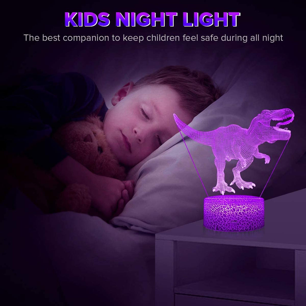 3D Dinosaur Night Light with Remote & Touch, 7 Colors + 16 Colors Changing Dimmable T Rex Night Light O1126