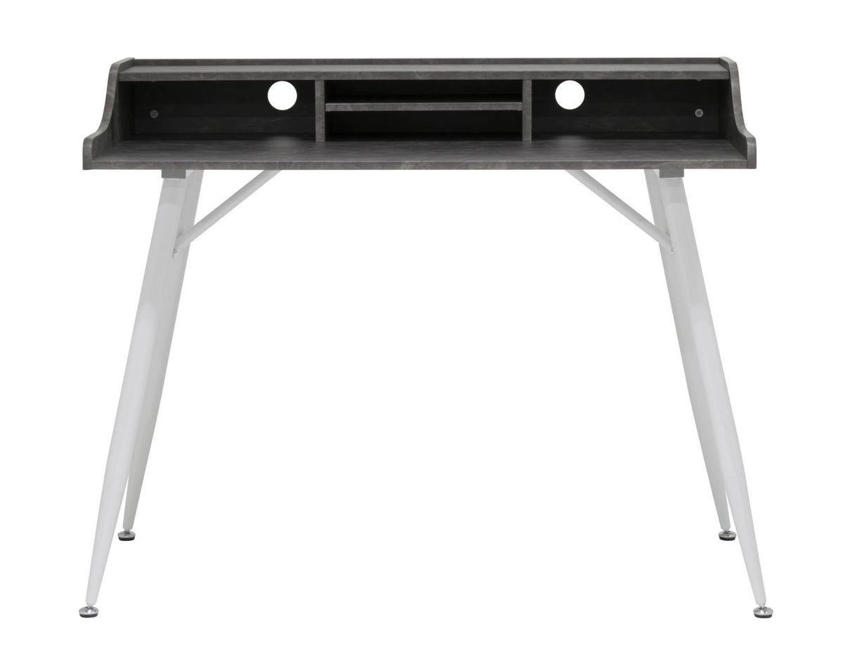 White Marbled Secretary Desk with Storage Hutch W735670