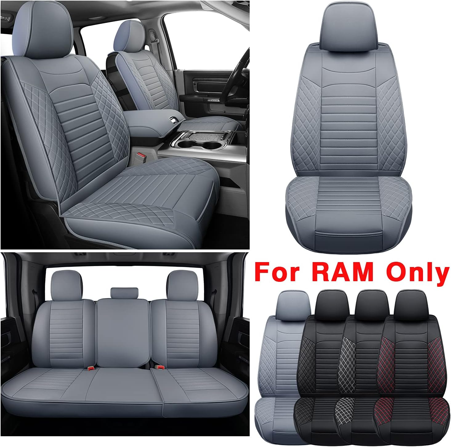 Black Waterproof Faux Leather Front Seat Covers H6884
