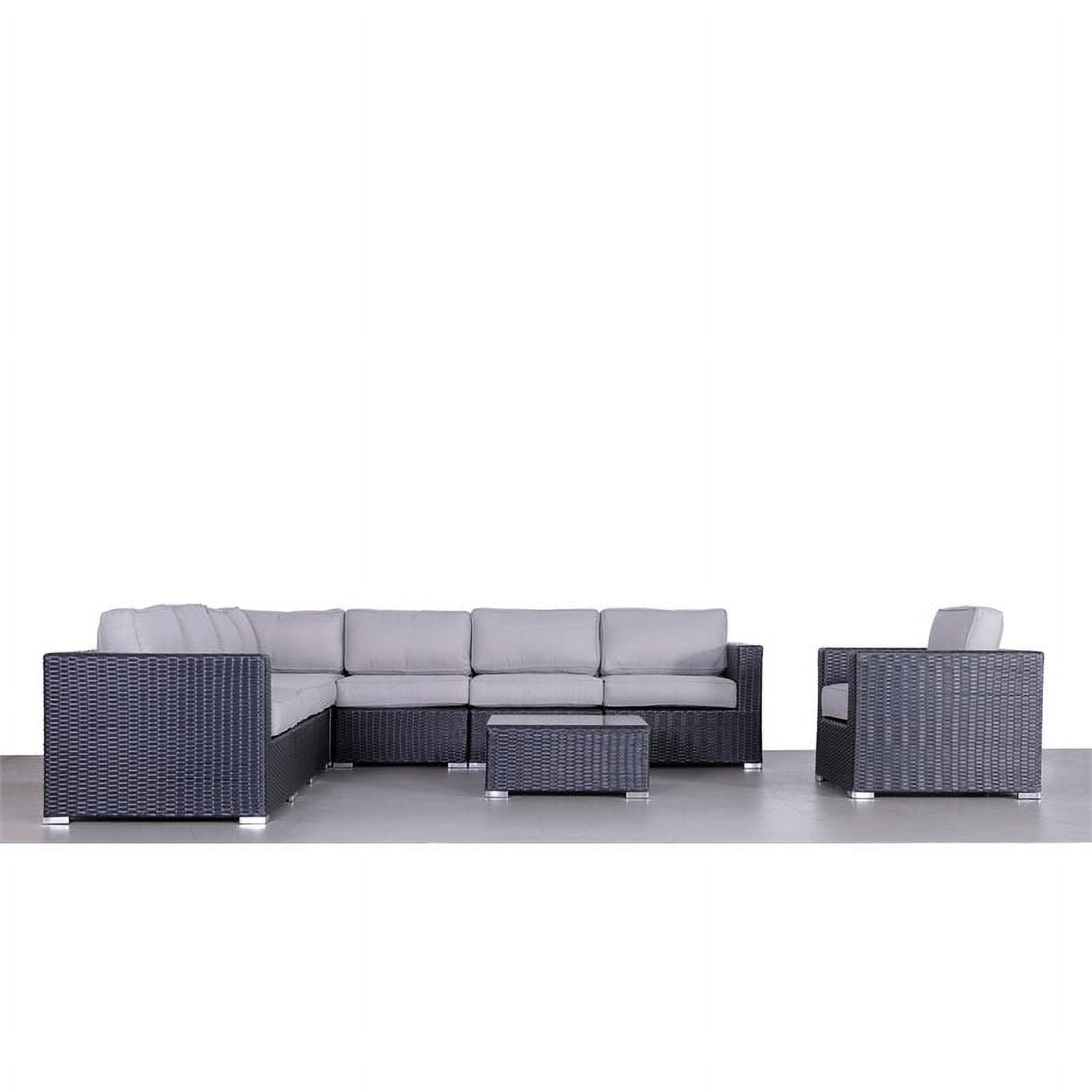 Black Wicker Sectional Set with Cushions P781115
