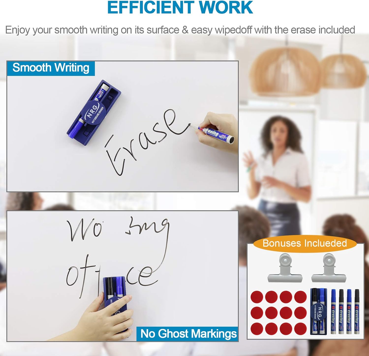 60x40 Double Sided Dry Erase Board with Stand on Wheels I78820