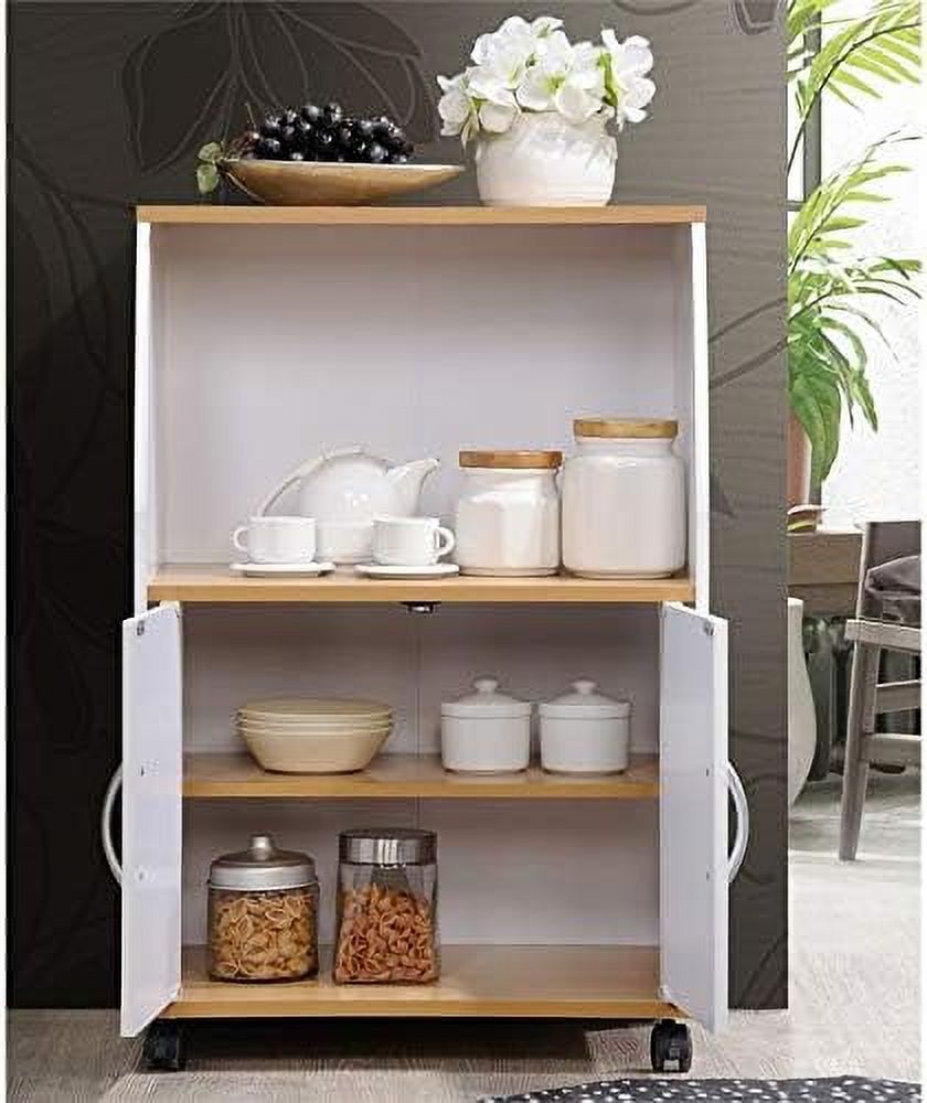 White Microwave Kitchen Cart A74997