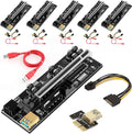 6 Pack PCI-E GPU Riser with 8 Solid Capacitors and LED Light, 1X to 16X, 60cm USB 3.0 Cable Z328