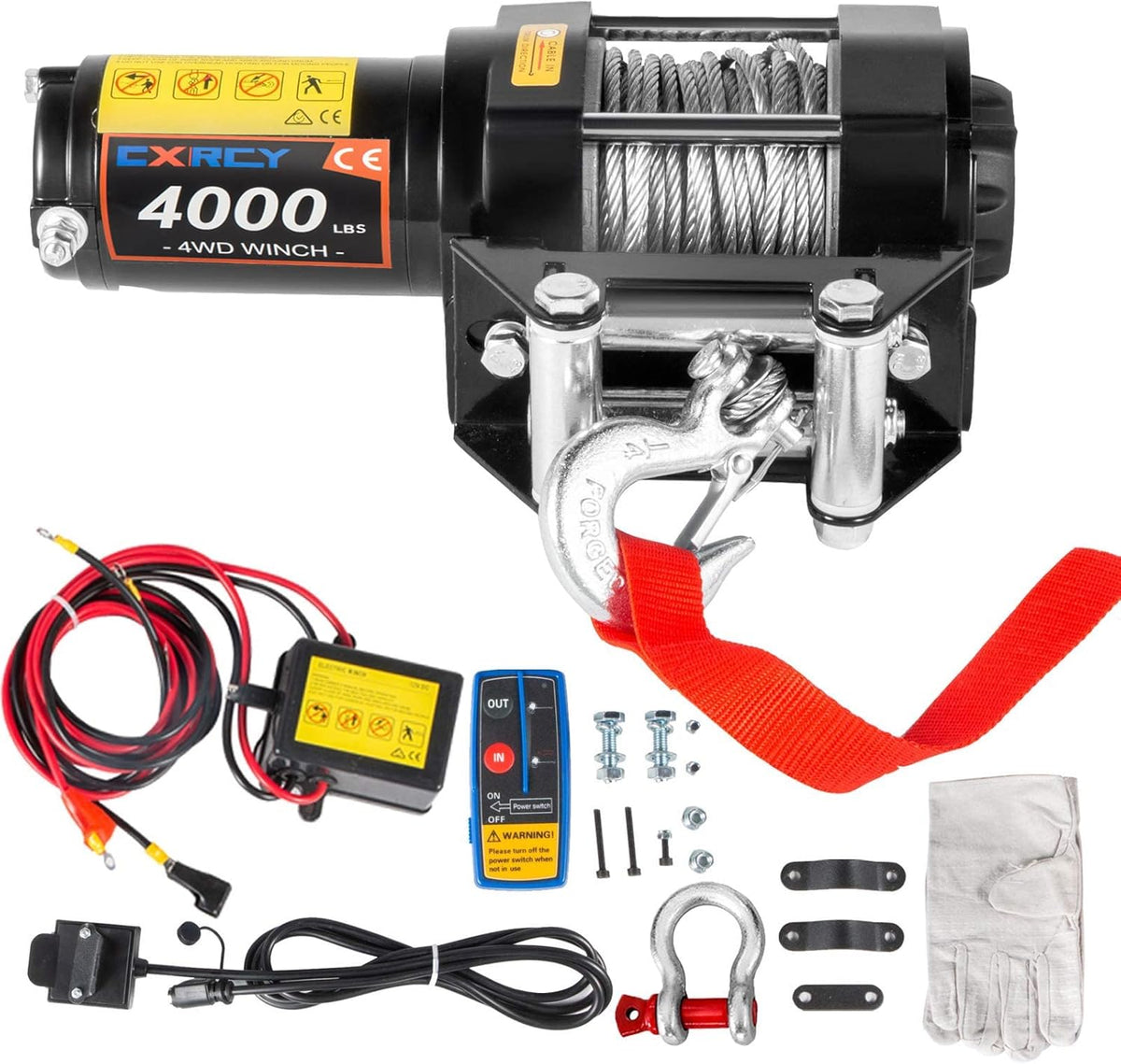 12V 4000 lbs Electric Winch Kit with Steel Rope and Wireless Remote Control I60913