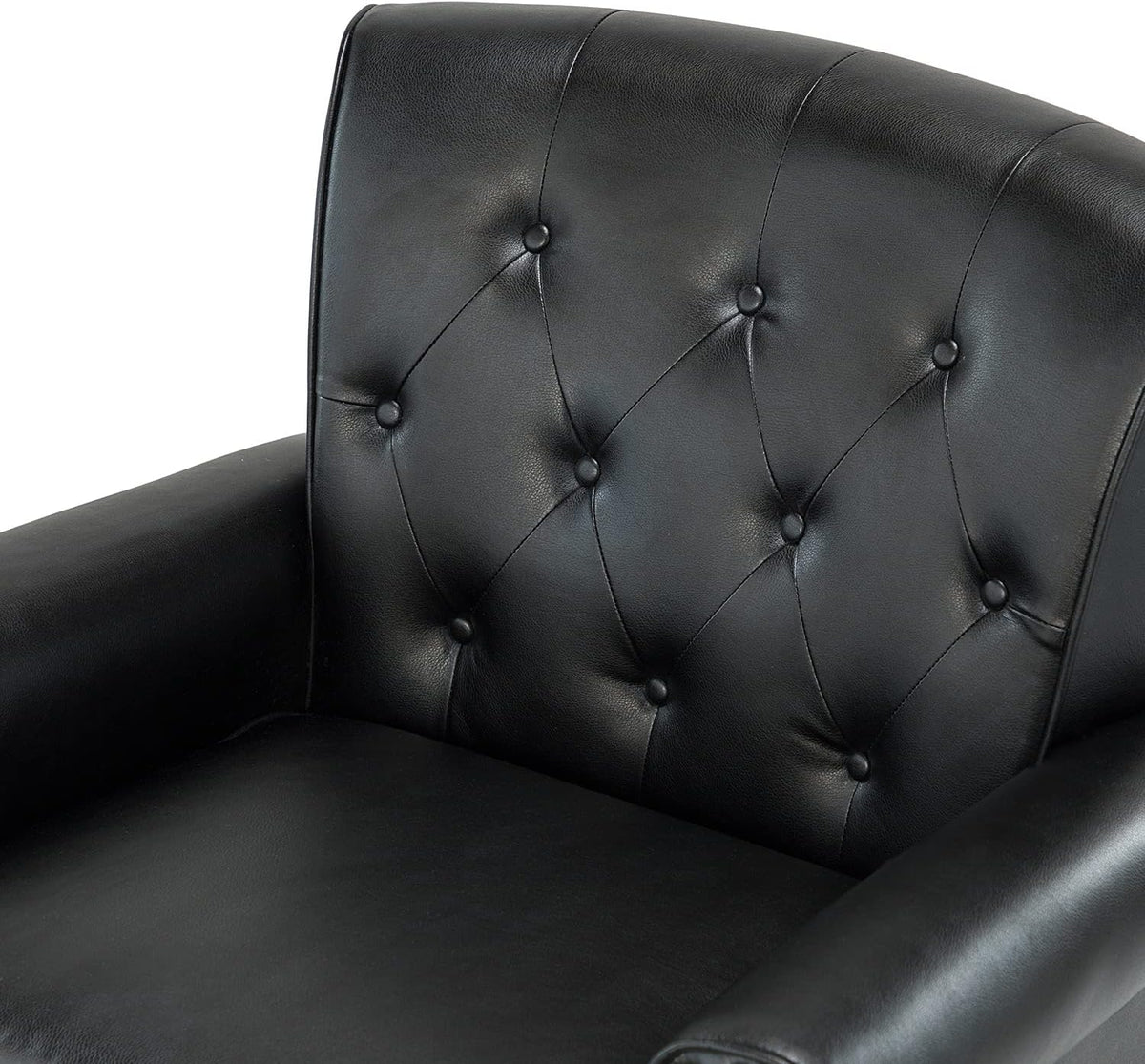Black PU Leather Accent Chair Set Of 2 with Solid Wood Legs N106119