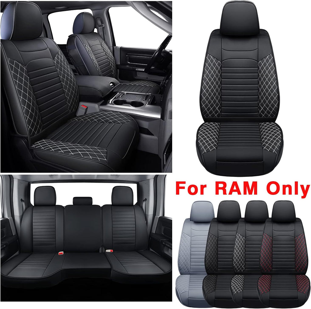 Black Waterproof Faux Leather Front Seat Covers H6884