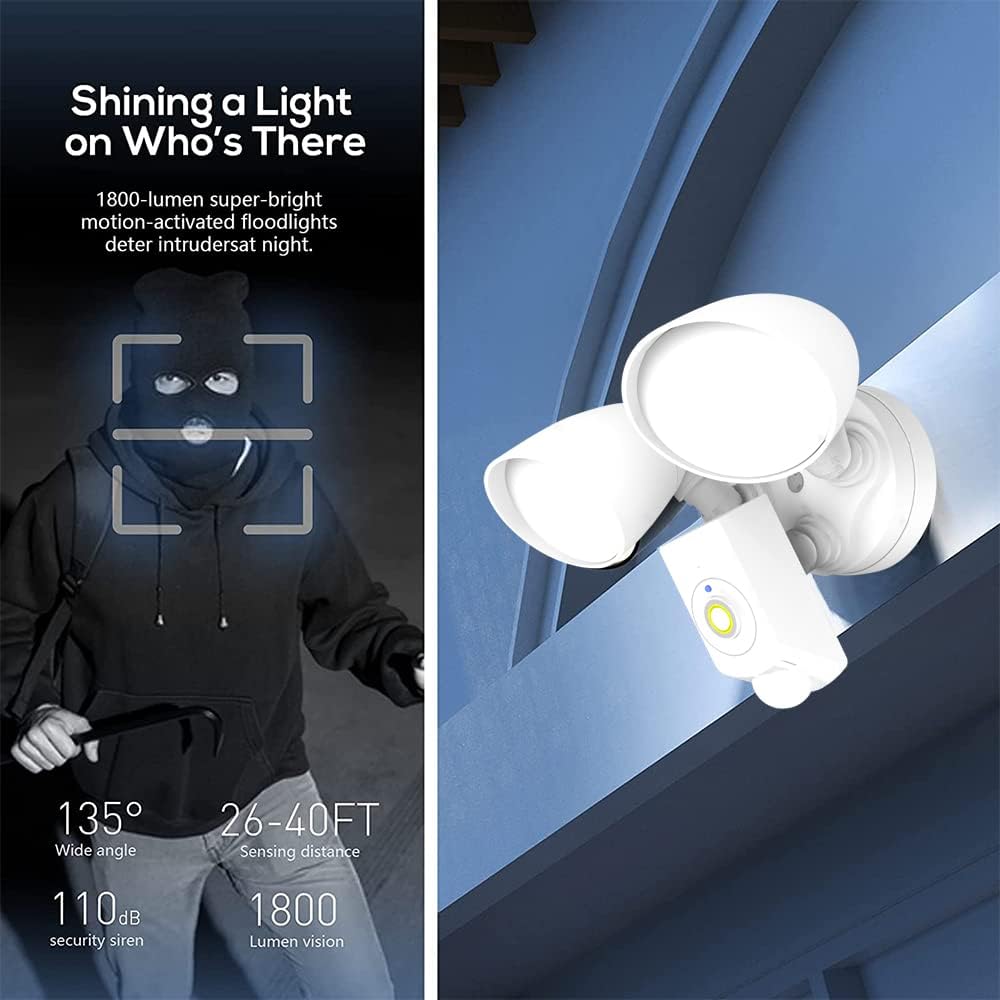 1080P Smart Floodlight Camera with Motion Sensor T780932