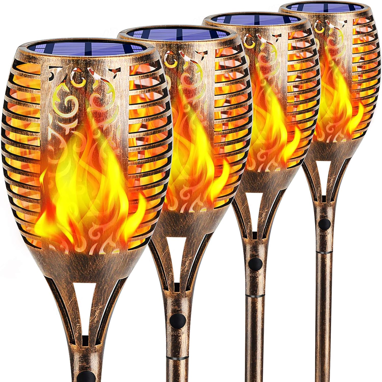 43 LED Flickering Flame Solar Torches Lights, 4 Pack R39402