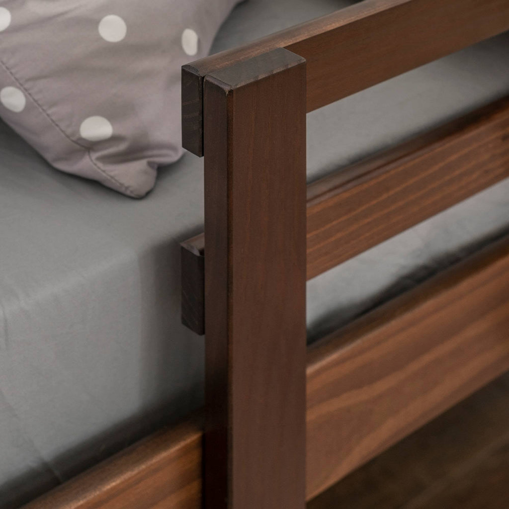 Twin Solid Wood Low Loft Bed Walnut X614