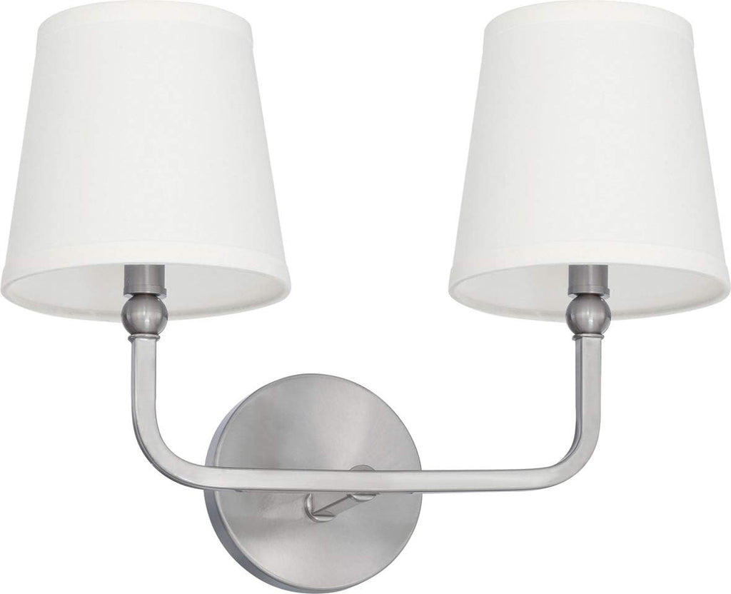 Rustic White Fabric Bath Vanity Wall Mount, 2-Light, Matte Black Q723
