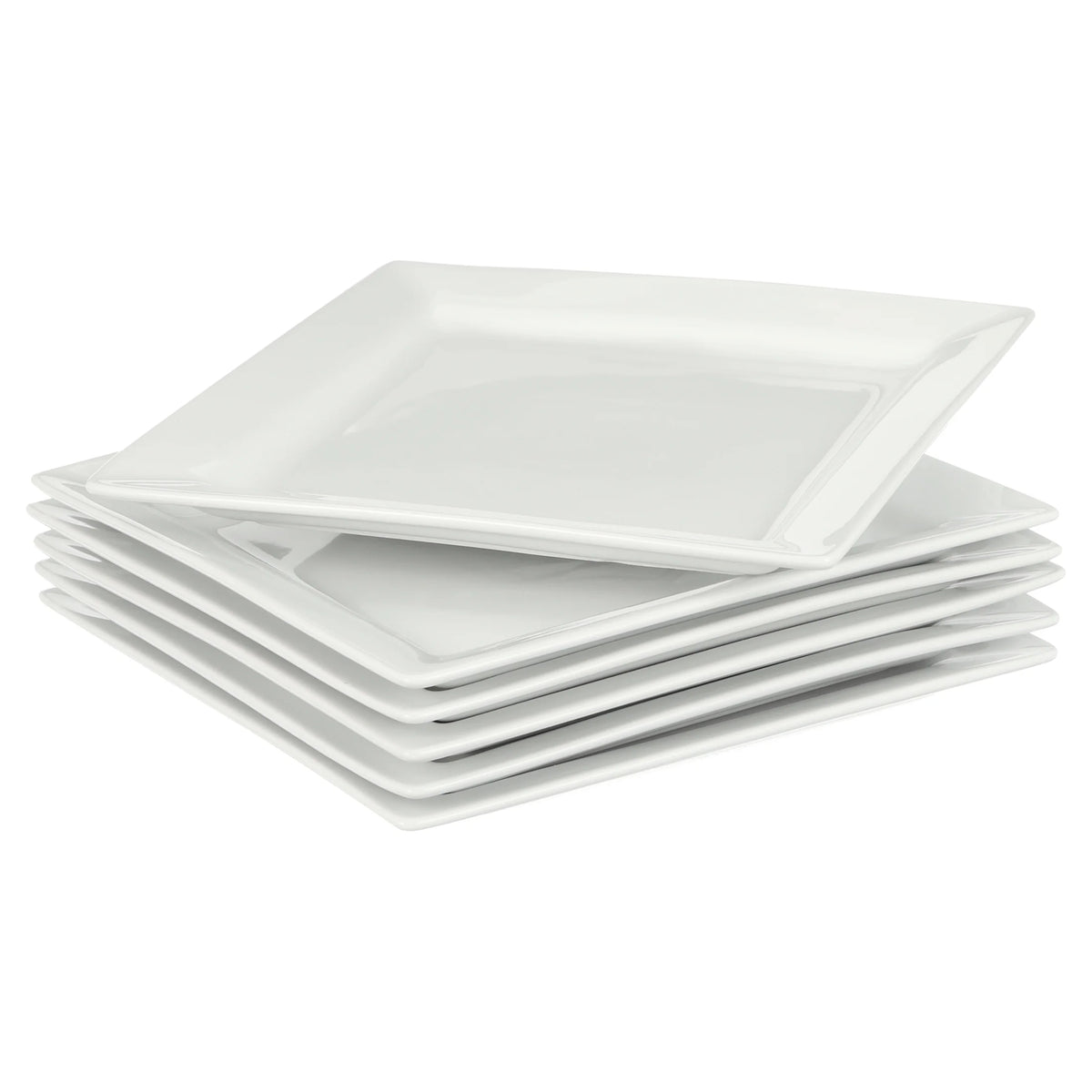White Porcelain Dinner Plates, Set of 6 H39054