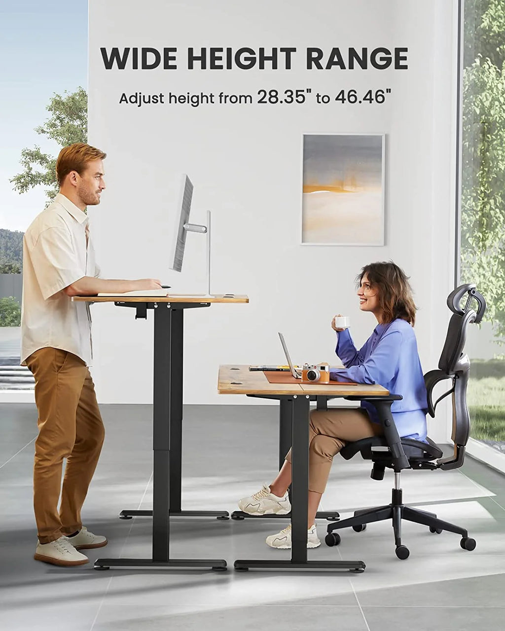 Vintage Brown Electric Standing Desk D238