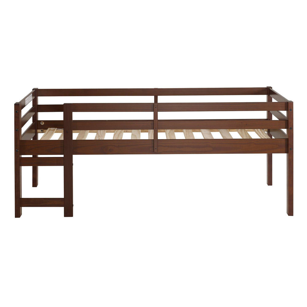 Twin Solid Wood Low Loft Bed Walnut X614