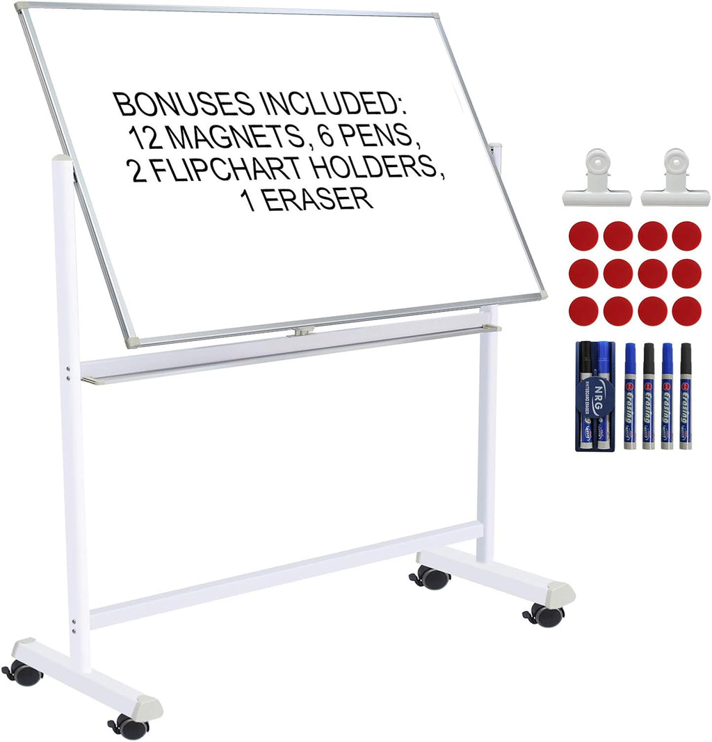 60x40 Double Sided Dry Erase Board with Stand on Wheels I78820