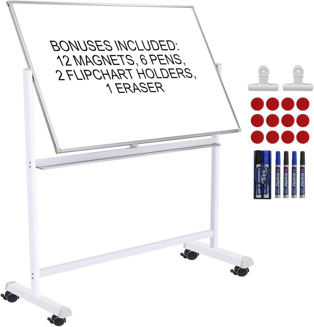 60x40 Double Sided Dry Erase Board with Stand on Wheels I78820