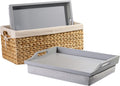 Wood Lap Trays with Basket Set, Calming Gray, Pack of 2 Z179