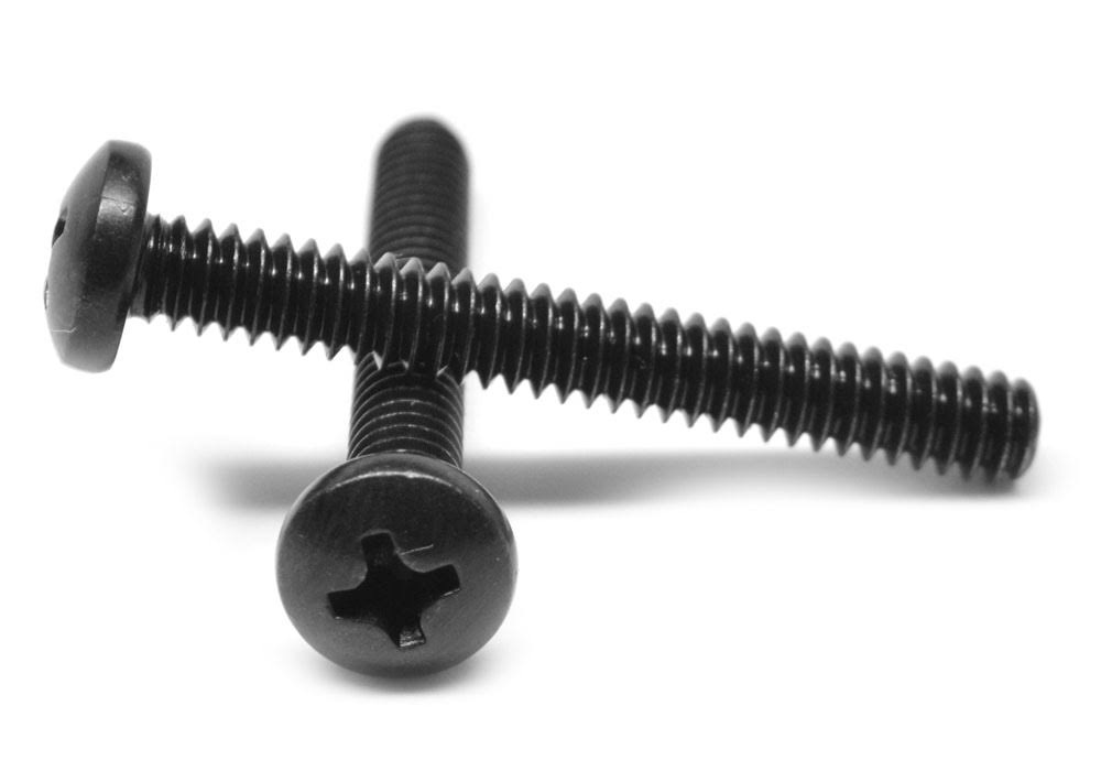 #12-24 x 1/4 Coarse Thread Machine Screw Phillips Pan Head Low Carbon Steel Black Oxide G6683