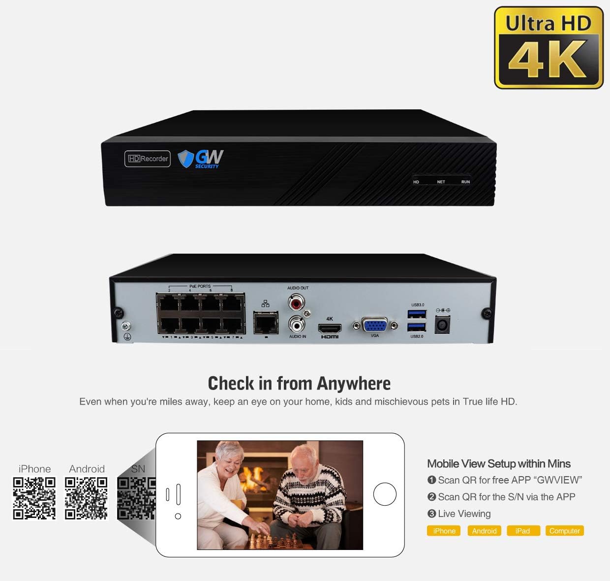 8 Channel 4K NVR 5MP Security Camera System with 8 Dome Cameras and 4TB Hard Drive R103462
