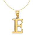 14K Yellow Gold Etched Letter E Initial Pendant Charm with 10K Yellow Gold Rope Chain Necklace 16'' D827411