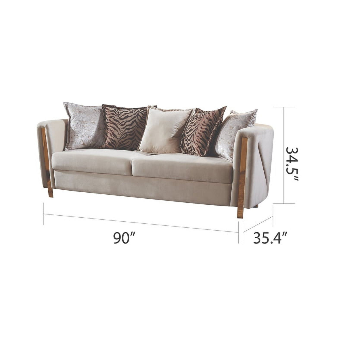 Beige Velvet 2Pc Living Room Set F658