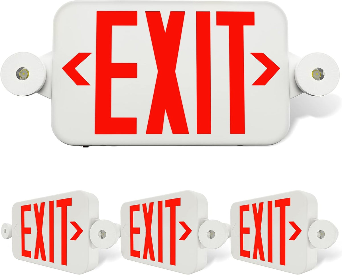 4 Pack Exit Sign with Emergency Lights, Battery Backup D748