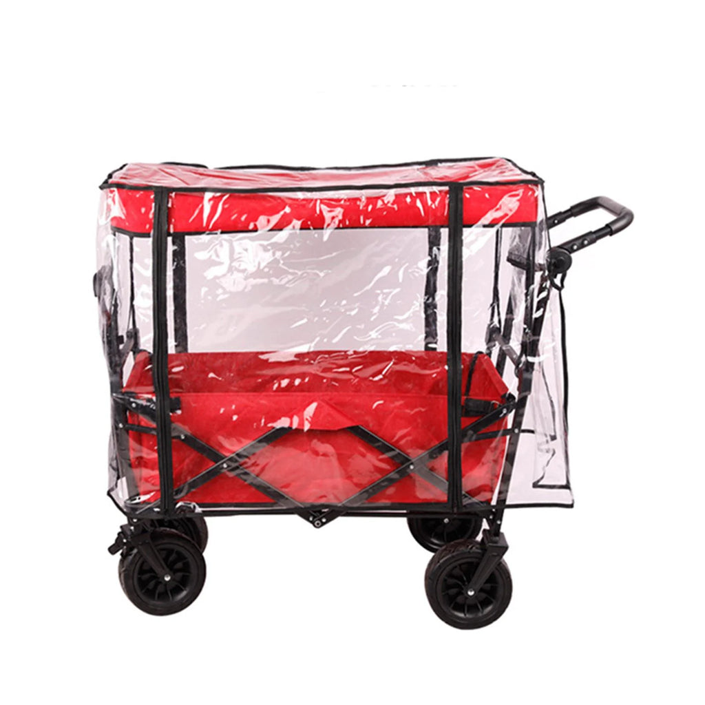 Collapsible Wagon Cart Waterproof Cover Canopy Transparent PVC 33x15.7x27.6inch Portable Dustproof Rainproof A53580