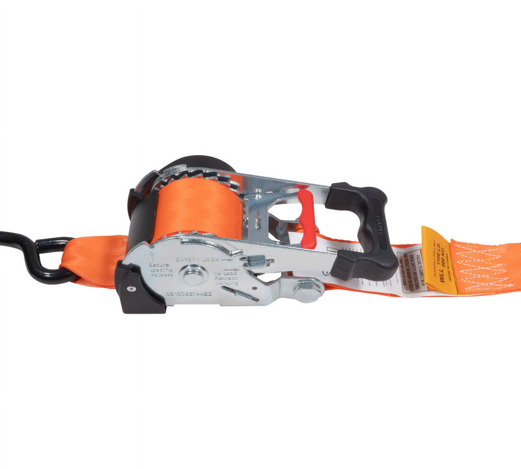 Orange 2" x10' Auto Retract Ratchet Straps with Zinc Coated S Hook Tiedowns T252