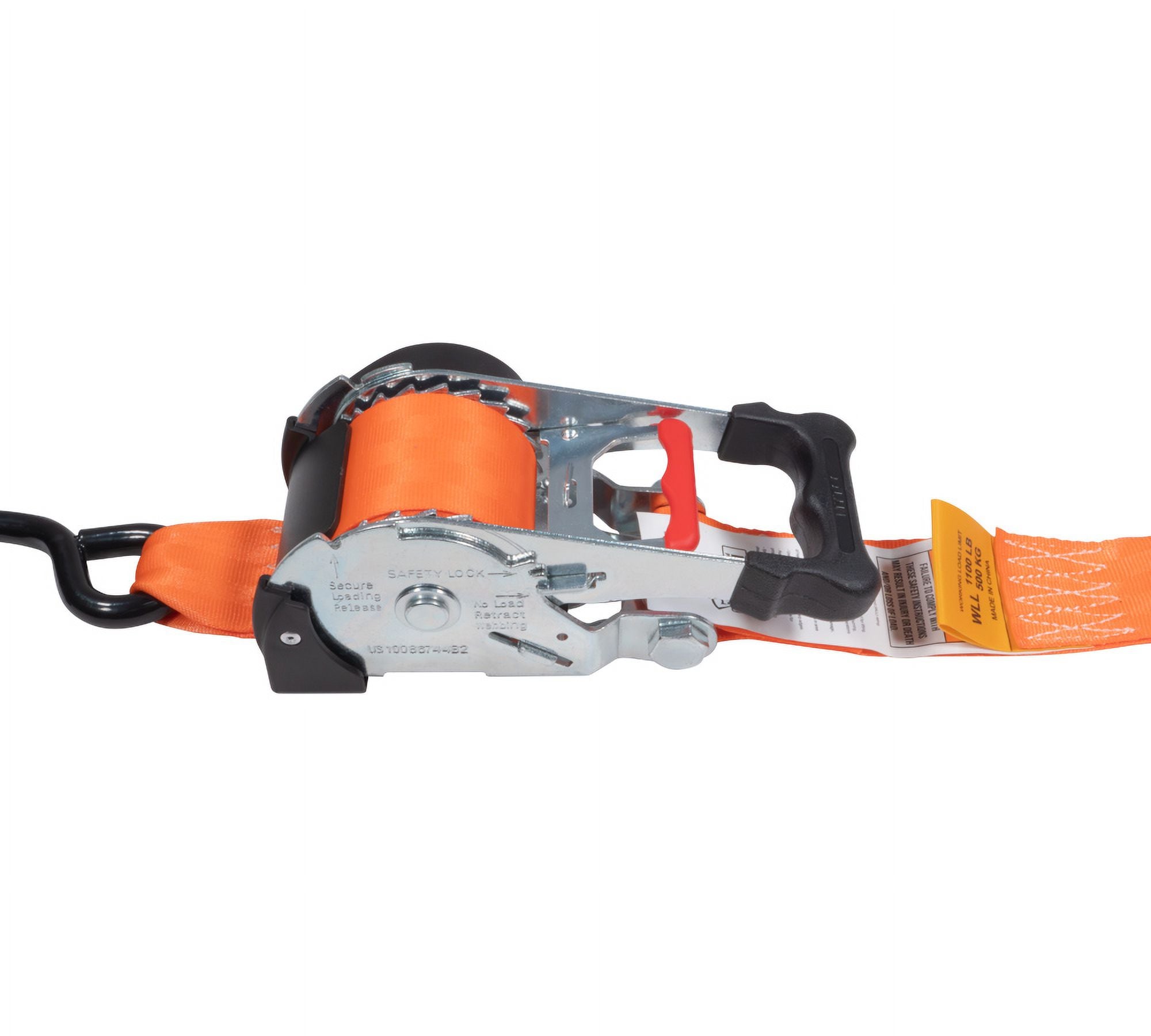 Orange 2" x10' Auto Retract Ratchet Straps with Zinc Coated S Hook Tiedowns T252