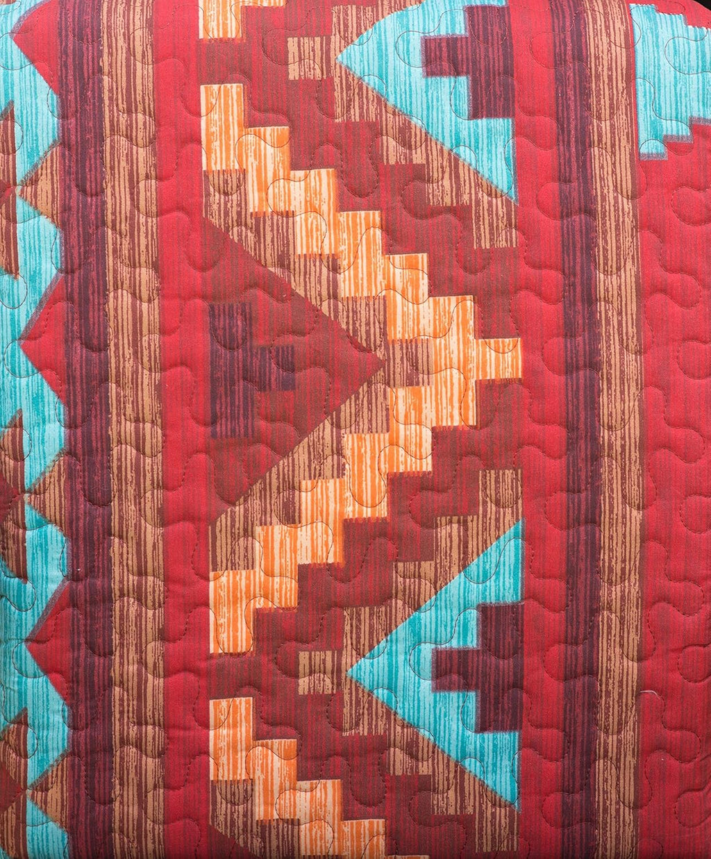 6 Piece King Bedding Quilt Bedspread And Fitted Sheet Set In Turquoise Red Orange Brown F990961