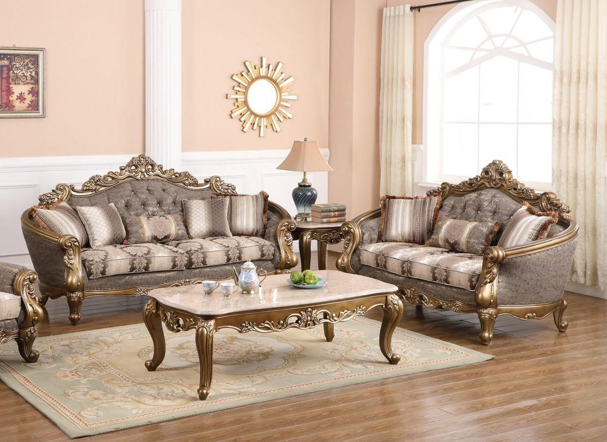 Bronze Shimmery Fabric Sofa Set 2Pcs L6058