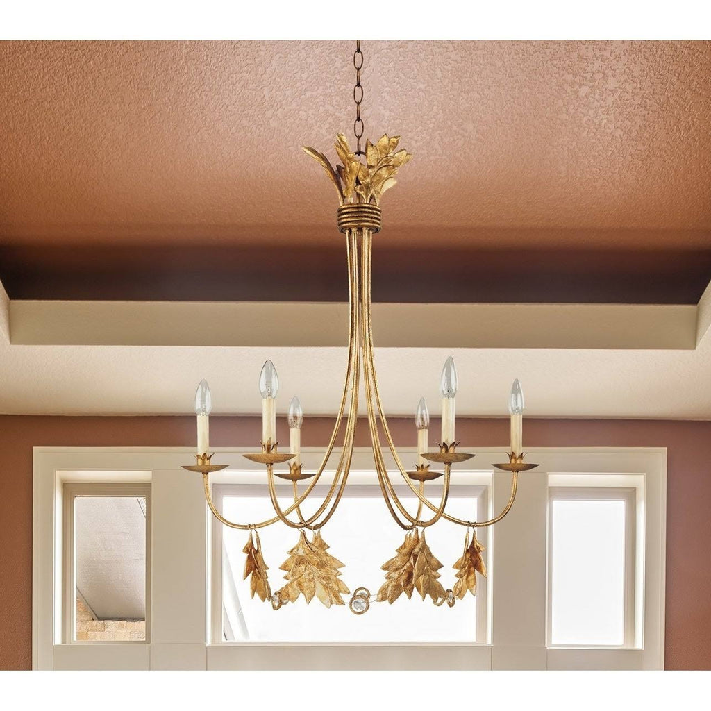 6-Light Resin Chandelier in Distressed Gold V763842