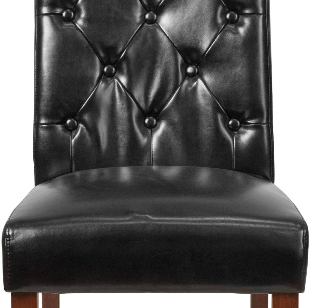 Brown Fabric Tufted Parsons Chair I480